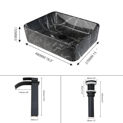 Globaosalu NC4556-8255B Bathroom Marble Vessel Sink thumb #2