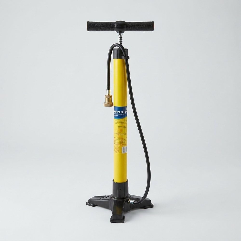 Pompa da Bici a Pavimento 3 Piedi con Raccordo in Ottone | Pompa Officina Tubolare in Metallo
