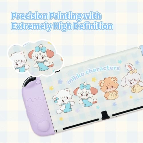 Image of GeekShare Protective Case for Switch OLED,Slim Cover Case Compatible with Switch OLED Separable Soft Silicone Protective Shell for Joy Con with 2 Thumb Grip Caps - Mikko Sweet Thoughts
