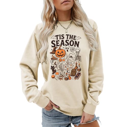 Tis The Season Halloween Sweatshirts for Women Spooky Season Ghost Shirt - image 1