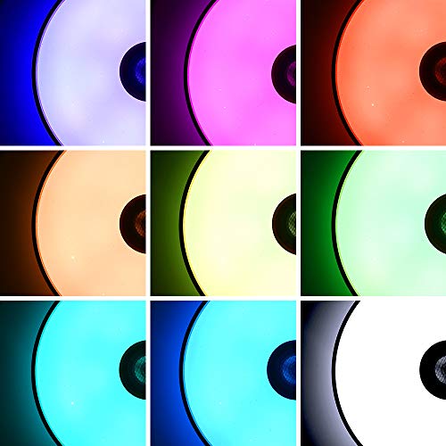 IYUNXI LED Starlight Music Ceiling Light with Bluetooth Speaker 36W 15Inches Dimmable Color via Remote Control App Music Ceiling Light 6400LM LED Ceiling Light Fixture for Bedroom,Living Room
