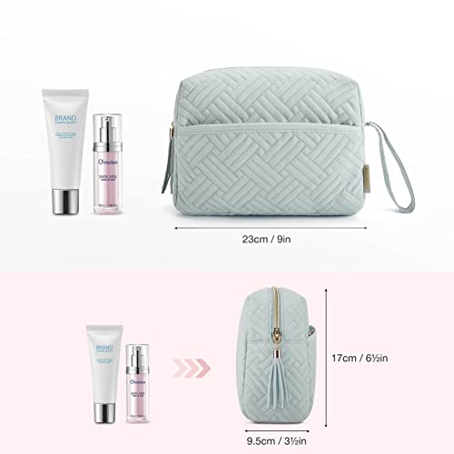 Image of BAGSMART Makeup Bag, Cosmetic Bag for Purse,Travel Make Up Pouch,Water-resistant Toiletry Bag Elegant Roomy, Makeup Accessories Organizer, Light Blue