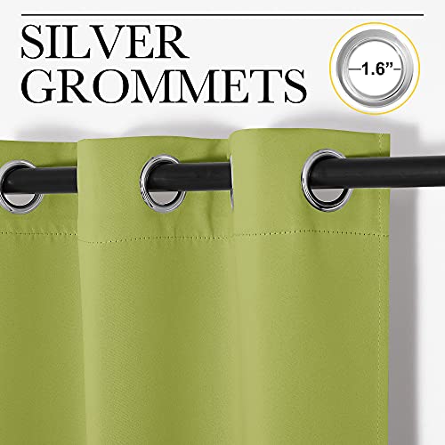 Image of NICETOWN Blackout Curtain Panels for Living Room, Thermal Insulated Solid Grommet Top Blackout Draperies /Drapes for Christmas Window (1 Pair, 34 x 63 inches in Fresh Green)