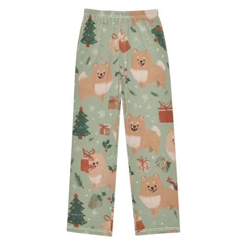 ZZXXB Pomeranian Pine Branch Boys Long Pants Soft Trousers Elastic Waist Kids Lounge Bottoms with Pockets S-XL