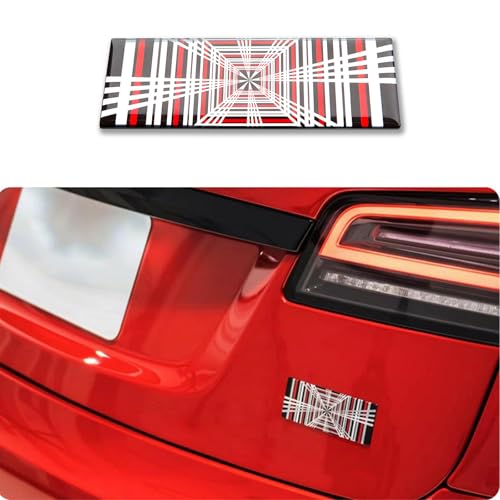 Image of Fit for Dual Motor Badge Emblem Sticker Plaid Decor Compatible for Model 3 Y X S Accessories (Plaid-a)