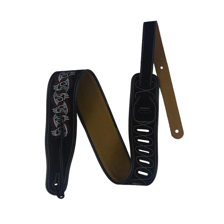 Correa de guitarra de cuero genuino Jacquard marrón de 55MM de ancho correa de hombro para guitarra acústica para guitarras eléctricas longitud ajustable 90-135CM