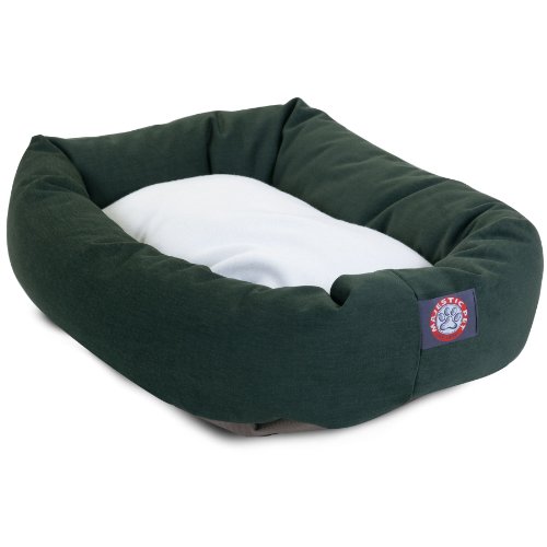 Image of Majestic Pet 24 inch Green & Sherpa Bagel Dog Bed Products, 24.0 inchL x 19.0 inchW x 7.0 inchTh