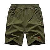 Rdruko Men's Outdoor Running Shorts Quick Dry Lightweight 7" Hiking Shorts with Zip Pockets(Green, U