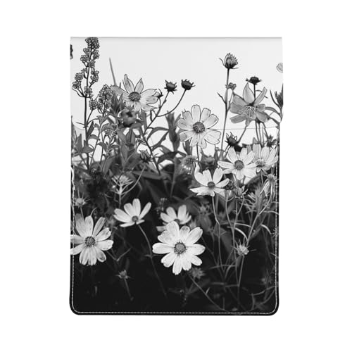Housse ordinateur portable 13" cuir motif floral noir et blanc antichoc