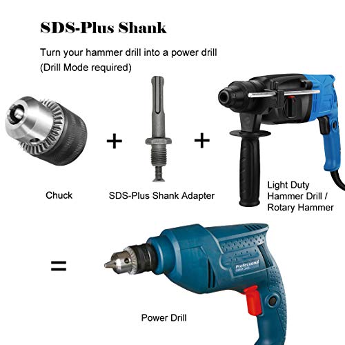 Hymnorq 3/8-24UNF Keyed Drill Chuck and Adapters Set of 5pcs, 1.5mm to 10mm Clamping Range, 3 Different Types of Shanks, to Turn Your Air Screwdriver, Hammer Drill and Impact Wrench into a Power Drill