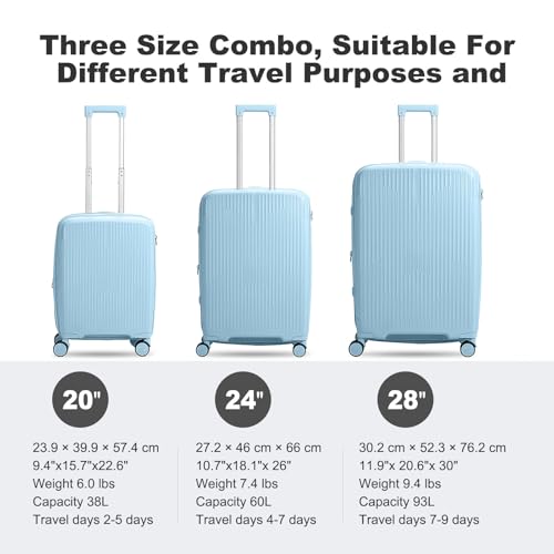 Image of Nazhura Luggage Set, 3-Piece Hardside Suitcase Set, 20-inch Carry On, 24-inch, 28-inch Luggage