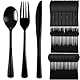 90 Stück WiederverwendbarenBesteck,durchscheinendes Besteck,Tabellengeschirr Für Familienfeiern,Outdoor Dinner(Messer/Gabel/Löffel je 30 Stück) (Schwarz)
