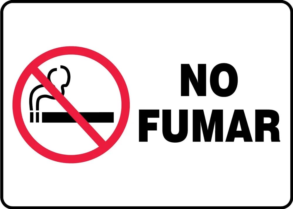 Panneau plastique Spanish No Smoking bilingue haute visibilité