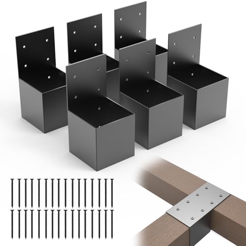 YEOOE 6 Pack Pergola Brackets 4x4 (Actual: 3.5x3.5 Inch), Rafter