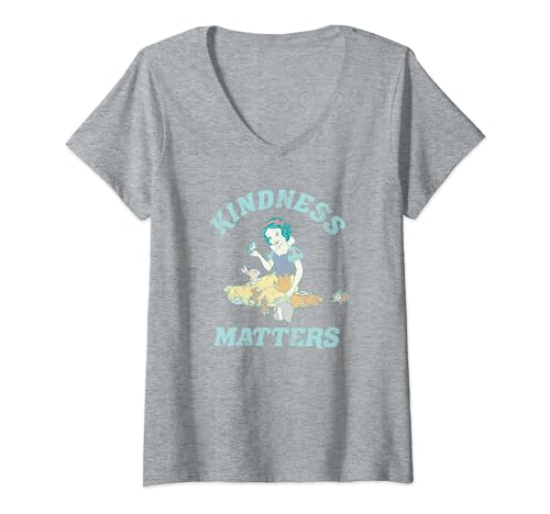 T-shirt Blanche-Neige Disney col v pour femme au style decontracte au quotidien