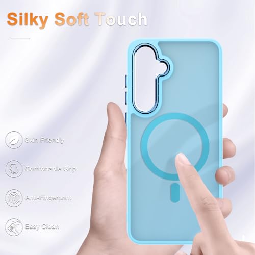 Image of for Samsung Galaxy S24 FE Case, Matte Magnetic Phone Case with 1 Screen Protector, Support for Magsafe, Translucent Frosted Slim Shockproof Protective Cover for Samsung Galaxy S24 FE, Light Blue