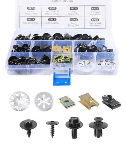 Flaconi 80PCS Clips de Fixation Voiture,Auto Kit de Clip à Vis et écrous,Vis D'aile De Carrosserie Clips De Fixation Voiture,Clips de Voiture,Convient pour...