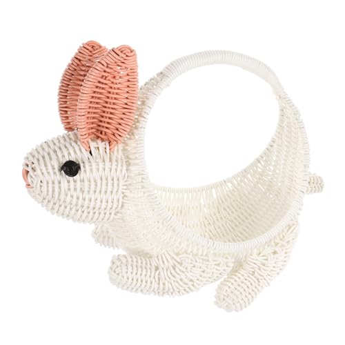 Cesta de mimbre sintética para almacenamiento de juguetes y papelera de frutas con manejar 7