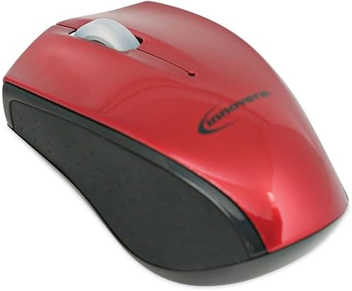 Innovera Mini ratón óptico inalámbrico, frecuencia de 2.4 GHzrango inalámbrico de 30 pies, uso de mano izquierdaderecha, rojonegro