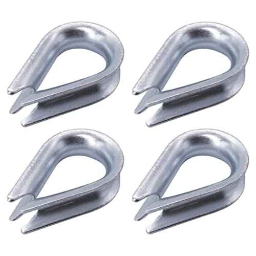 Paquete de 4 unidades DIN 6899B - Dedales galvanizados de cuerda de alambre de 16 mm, corazón para cuerdas de acero, aparejo de cables (4 piezas, 16 mm)