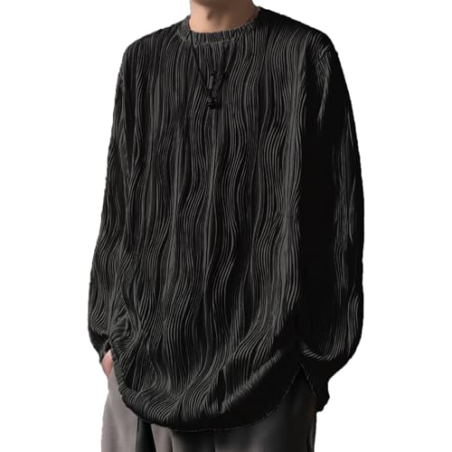 [Zleufirty] 長袖 tシャツメンズ ゆったり ロングtシャツ 人気 無地 トレーナー メンズ シンプル クルーネック トップス カジュアル 丸襟 大きいサイズ 柔らかい肌触り 快適 春秋冬服