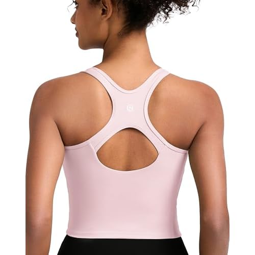 RUNNING GIRL Workout Tank Tops with Built in Bras for Women,Compression Shirt Strappy Back Athletic Yoga Tops A-black Small