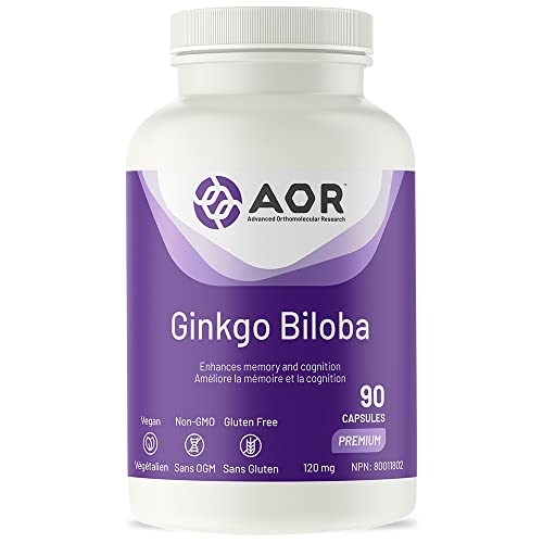 AOR Ginkgo Biloba 120mg 90 Caps 90-Day Supply – Ginkgo Biloba Extract for Cognitive Support – Mental Clarity, Enhanced Focus & Brain Performance – Non-GMO, Vegan, Antioxidant Supplement for Vitality