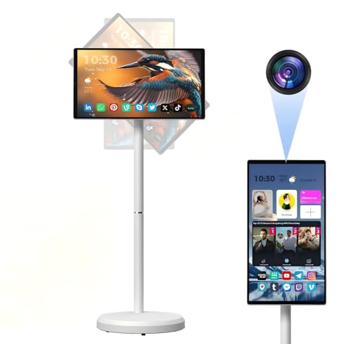 21.5 Portable Smart TV with Android 13 1080P Movable Touch Screen Monitor EDLA-Certified 6GB +128GB 18 000mAh Battery Rotatable Screen & Adjustable Height Wireless Casting