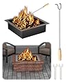 Fire Pit Ring, Square Fire Pit Insert, 36-Inch Outer/30-Inch Inner Diameter Fire Ring, Fire Ring for Outside Fire Pit, In-Ground Fire Pit Liner for Outdoor, Patio, Backyard, with Fire Poker