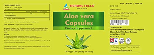Herbal Hills Aloe Vera Capsules/Aloe Barbadensis And Arjuna Capsules Each 120 Count Combo (Pack Of 2) #TOP4