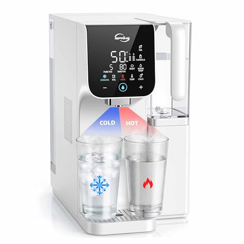 Image of iSpring RCD100-THCW Hot & Cold Countertop Reverse Osmosis System, White, RO Water Filter Dispenser, 9 Temperature Options from 50-210F & 6 Dispensing Volumes, TDS & Filter Life Monitor