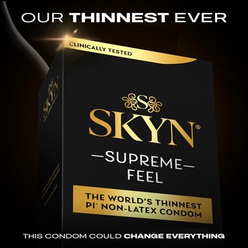 Image of SKYN Supreme Feel Non-Latex Condoms, 10 Count, Ultra-Thin & Pre-Lubricated for a Natural, Smooth Fit
