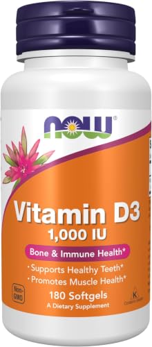 Image of Now Supplements, Vitamin D-3 1,000 IU, High Potency, Structural Support*, 180 Softgels (Pack of 12)