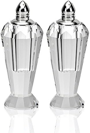 Badash Preston Silver Crystal Dining Salt and Pepper Shakers Set, 4 Inch image 4