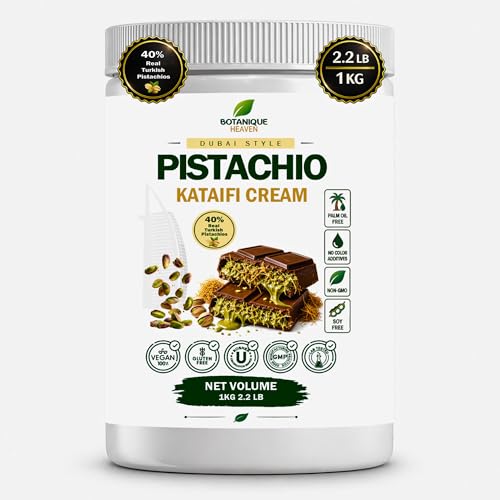 Pistachio Kataifi Cream 1KG (2.2LB) – 40% Real Turkish Pistachios – Premium Crispy & Creamy Dessert Spread for Dubai Chocolate, Knafeh, Crepes & Baking – Vegan, Kosher, Palm Oil Free, Non-GMO
