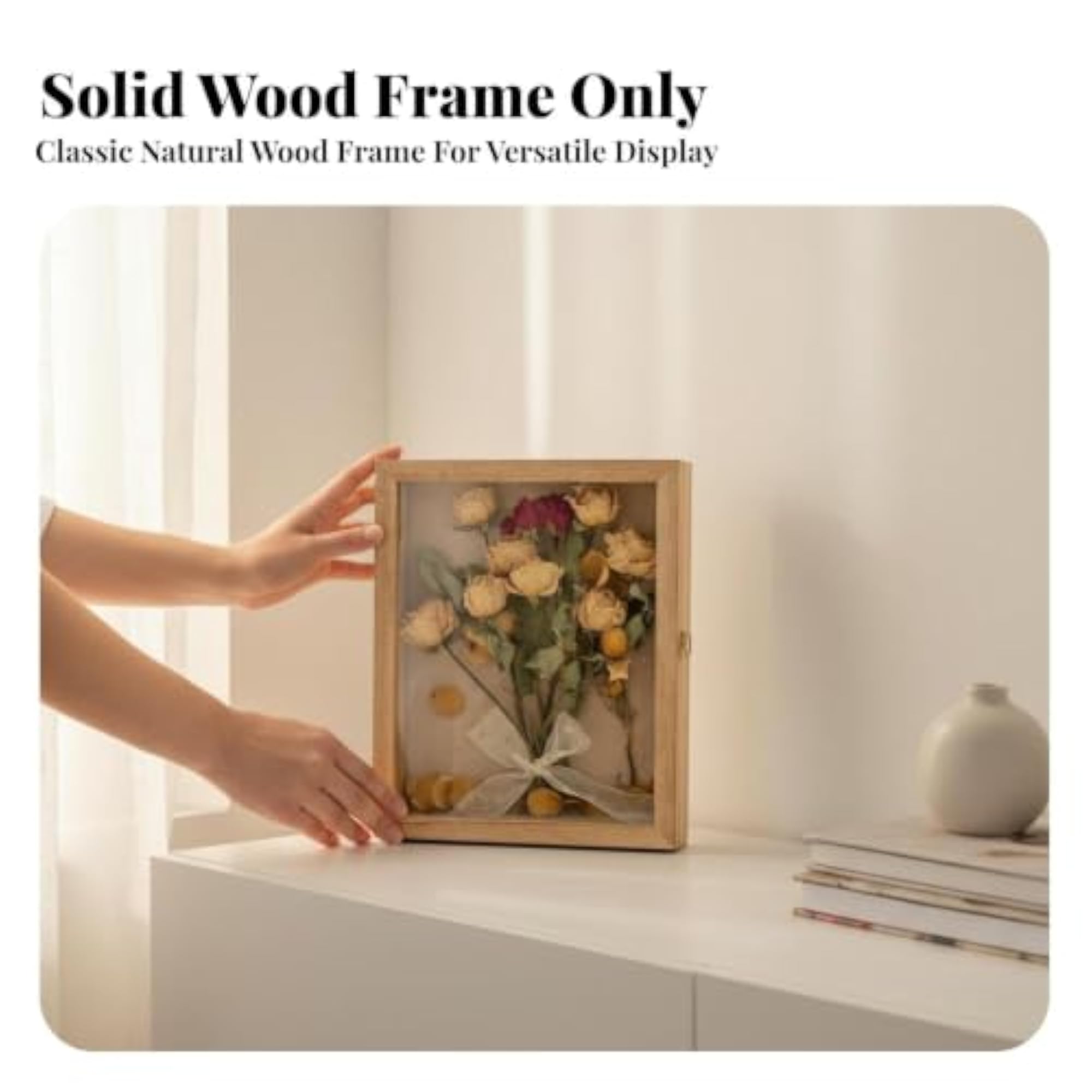 Dried Flower Display Frame Solid Wood Shadow Box Case