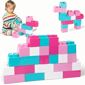 Liberty Imports 24 PCS Giant Blocks for Toddlers, Set of Plastic Large Building Blocks for Kids Creative Play, Big Stacking Bricks for Children, Kids (Pastel Colors)