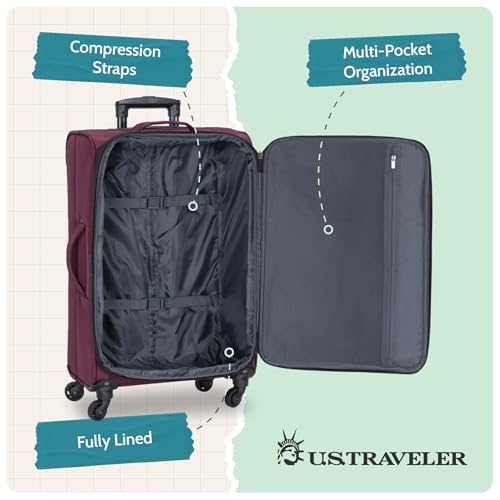 Image of U.S. Traveler Anzio Softside Expandable Luggage with Spinner Wheels, Burgundy, 2-Piece Set (22 /30)