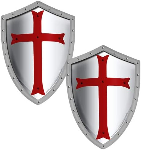 AZ House of GraphicsThe Knights Templar Shield Cross Stickers (2 Pack-5x3.5") Die Cut Bumper Decals for Christian Faith, Car, Truck & Window - Vinyl Cross Decal