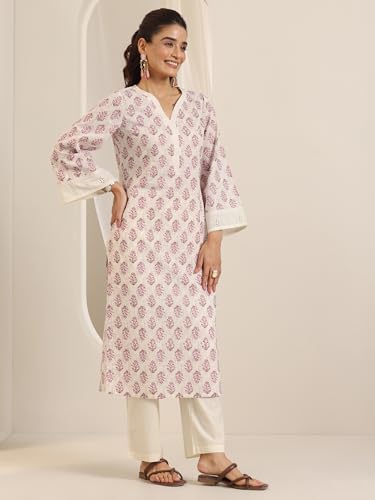 Image of Libas Printed Cotton Straight Kurta with Trouser and Dupatta