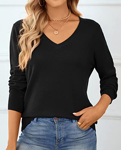 QUALFORT Women's Sweater 100% Cotton Long Sleeeve Pullover Sweater Soft Lightweight Knit Tops 20252