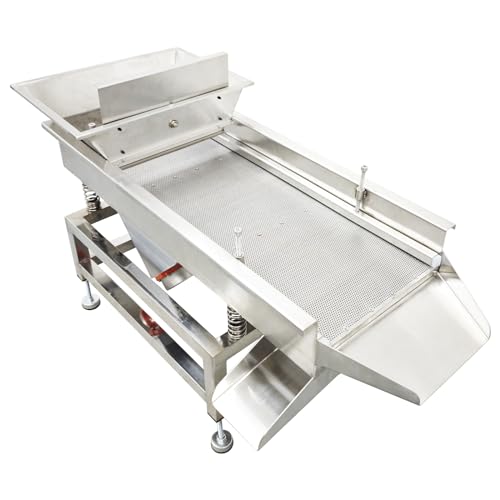 WYDDDARY Stainless Steel Linear Vibrating Screen Dual Motor Linear Sifter Machine (2mm Round Hole Mesh) 110V TB608