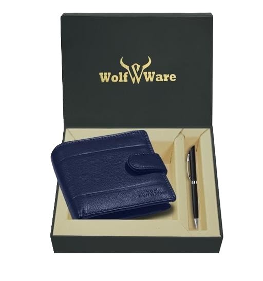 Protected 100% Leather Gift Hamper for Men | Leather Wallet for Men's | Wallets Branded | Wallets for Men (Lee-on Blue),Leather Wallet Combo for Men-picture-21