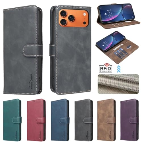 Étui iPhone 13 Pro Max marron rétro en cuir uni aux finitions soignées
