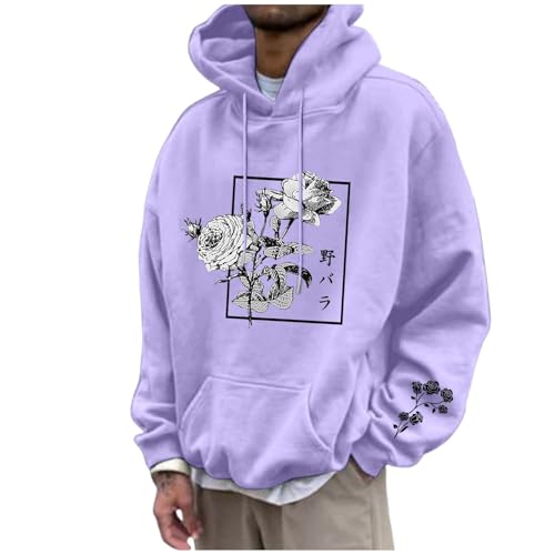 Sweat à capuche homme motif floral : l'harmonie du style urbain naturel