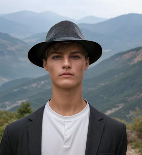 Image of Giroir Wide Brim Panama Fedora Hat for Men (US, Alpha, Large, X-Large, Black)