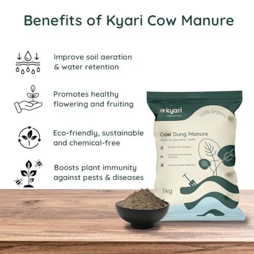 Image of Kyari Cow Dung Manure 1kg for Plants - Organic Gobar Khad Fertilizer