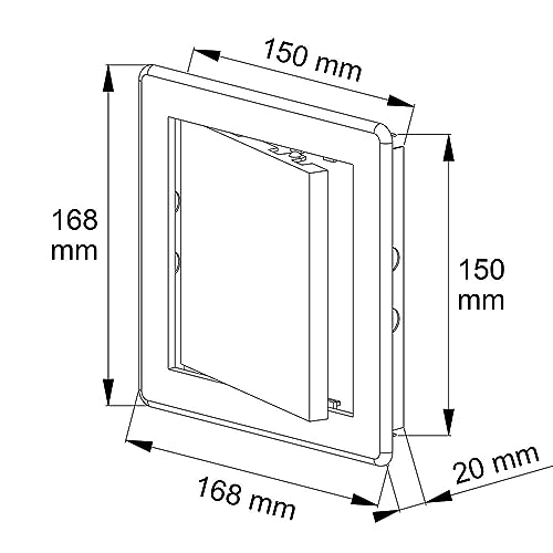 Awenta Kunststoff-Zugangsklappentür 150x150 mm – weiße Abdeckplatte für die Öffnungsklappe – Kastentürschloss – Türriegel – verdecktes Scharnier – abnehmbare Tür – lackierbare glatte Oberfläche