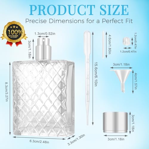 100ML 3.4oz Perfume Bottles Empty Vintage, Fine Mist PerfumeTravel Refillable, Glass Perfume Atomizer, Spray Bottle for Men and Women, Ideal for Home Decor3