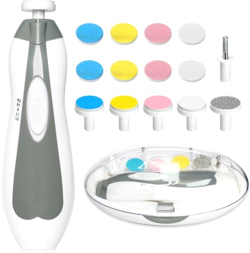 Image of Qunlions life Baby Nail Trimmer Electric, 6 in 1 Baby Nail File Clippers Infant Grooming Kit Manicure Set with Replacement Pads for Toddler or Adults, Grey